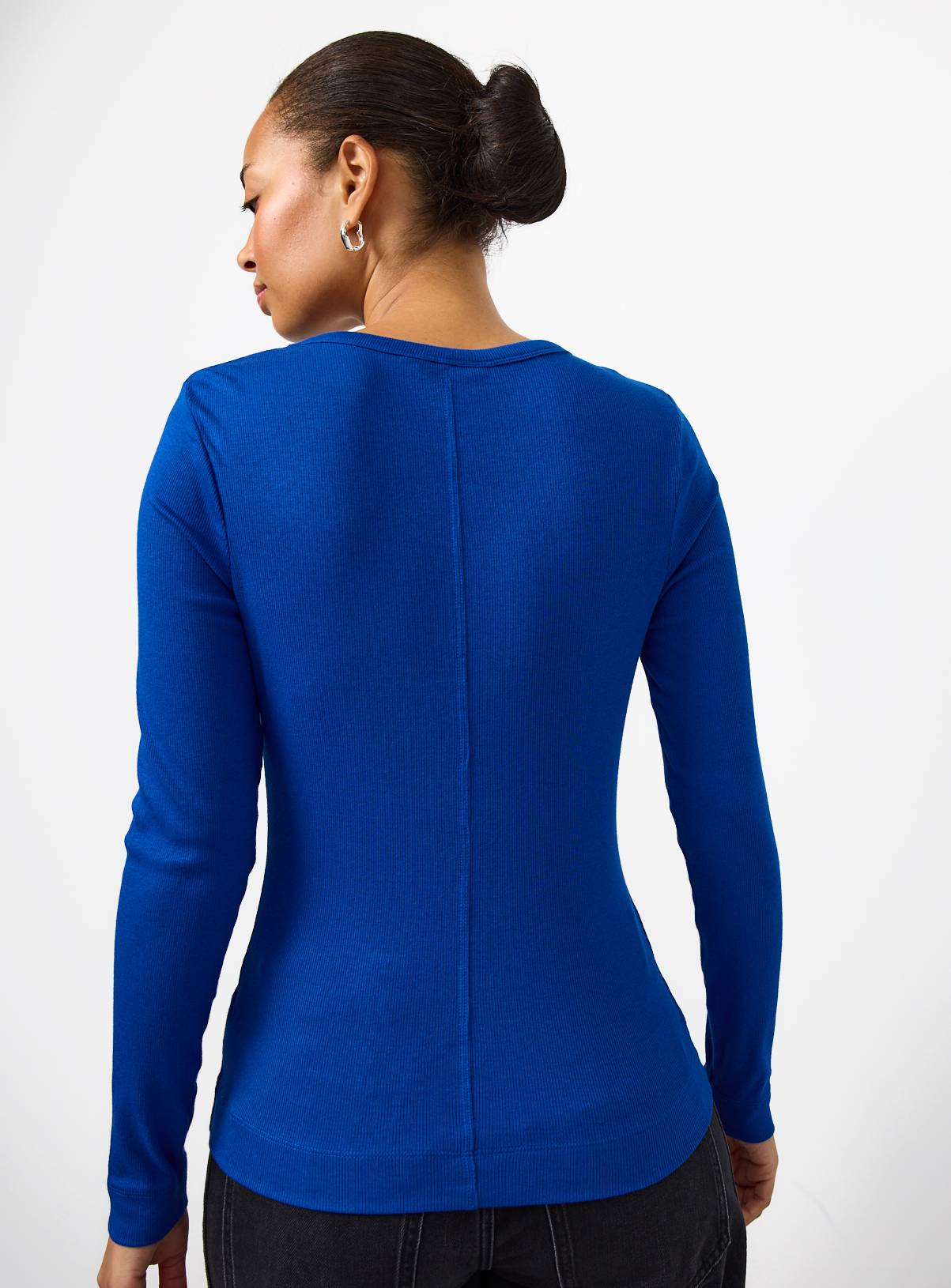 Bright Blue Modal Ribbed Long Sleeve Top 16 - Image 4